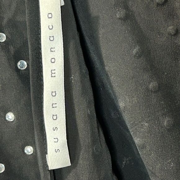 New Susana Monaco Embellished Rhinestone Scoop Back Dress Black Women Small NWOT - Picture 2 of 9